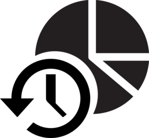 Symbol eines Diagramms mit einer Uhr, das die Zeitersparnis durch Automatisierung betrieblicher Abläufe darstellt.